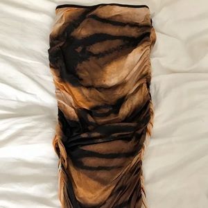 Rare Vivienne Tam vintage midi print ruched skirt